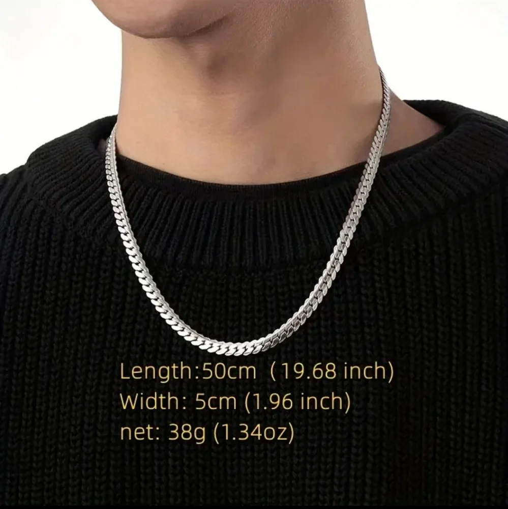 To My Man Punk Silver Gray Stainless Steel Cuban Chain Pendant Necklace. - Picture 4 of 4